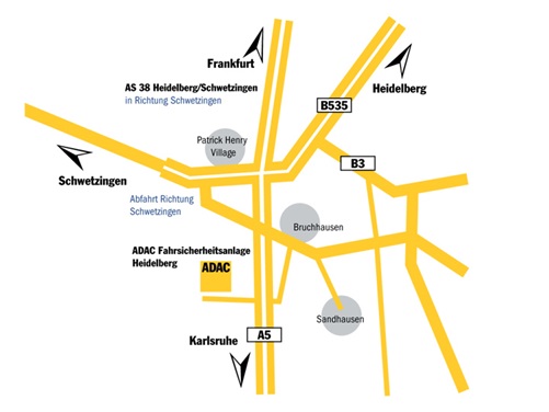 Anfahrt Fahrsicherheitsanlage Heidelberg