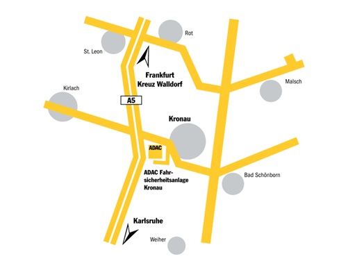 Anfahrt Fahrsicherheitsanlage Kronau