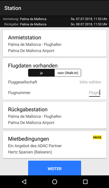 Adac Mietwagen App