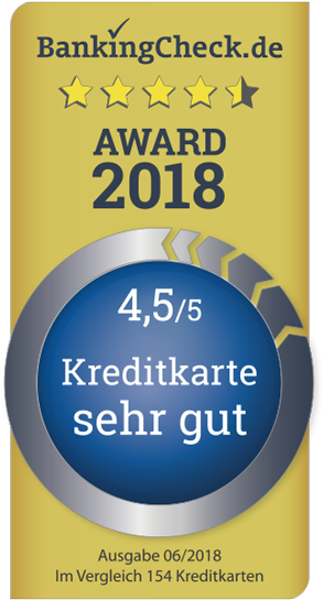 BankingCheck Award 2018 Testsiegel Kreditkarte für die ADAC Kreditkarte