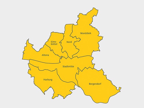 Karte vom ADAC Schlüsseldienst im Stadtgebiet Hamburg
