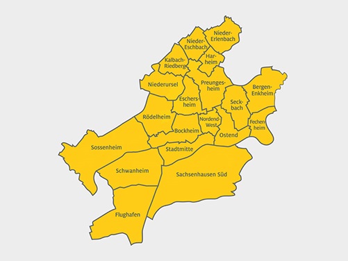 Karte vom ADAC Schlüsseldienst im Stadtgebiet Frankfurt am Main