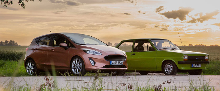 Generationen-Treff: Ford Fiesta Baujahr 1976 und sein Urenkel von 2017 im ADAC Motorwelt-Vergleich