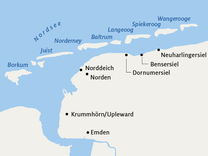 Karte der Ostfriesischen Inseln
