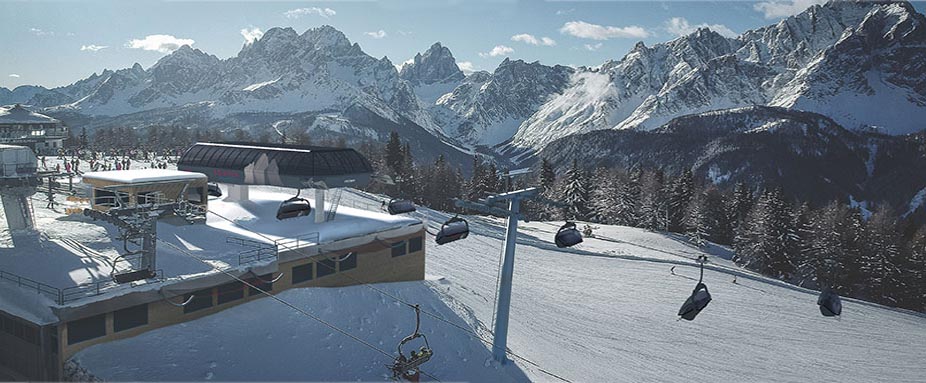 Rendering vomSessellift im Skigebiet Drei Zinnen in Südtirol