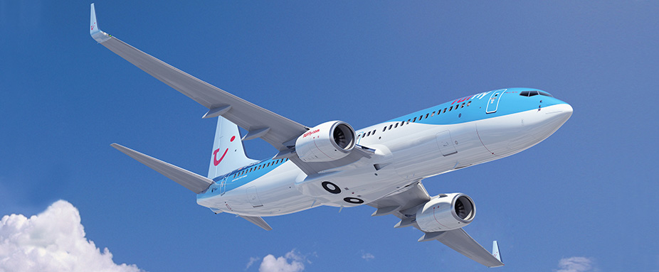 Ein Flugzeug von Tui Fly