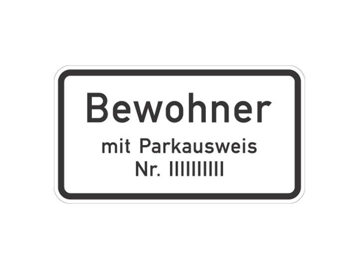 Verkehrszeichen: Bewohner Parkausweis
