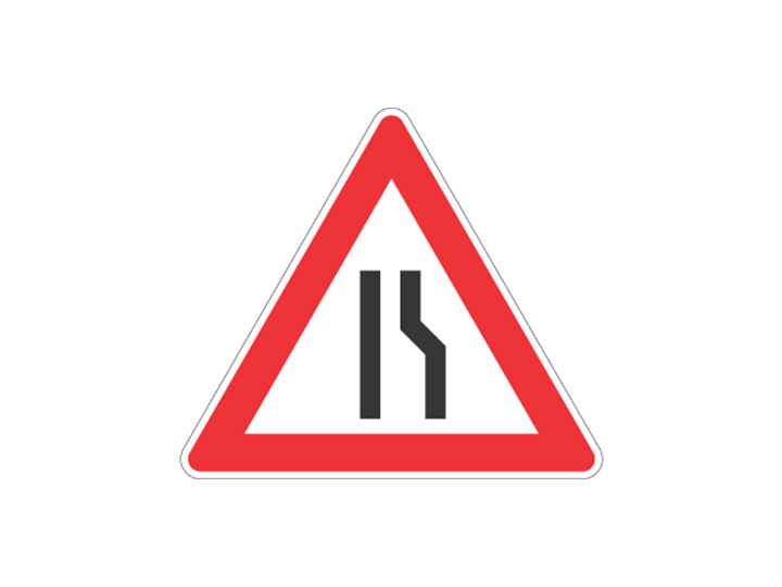 Verkehrszeichen: Einseitig verengte Fahrbahn