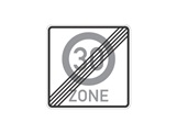 Verkehrszeichen: Ende Tempo 30 Zone