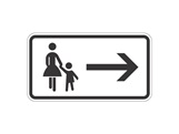Verkehrszeichen: Fußgängerweg gegenüber