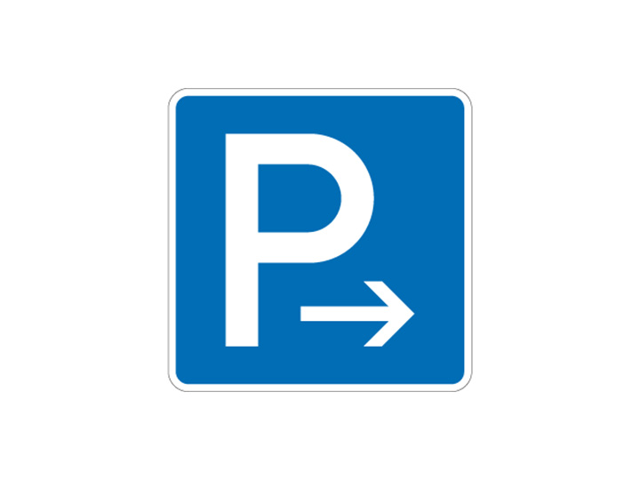 Verkehrszeichen: Parkplatz rechts