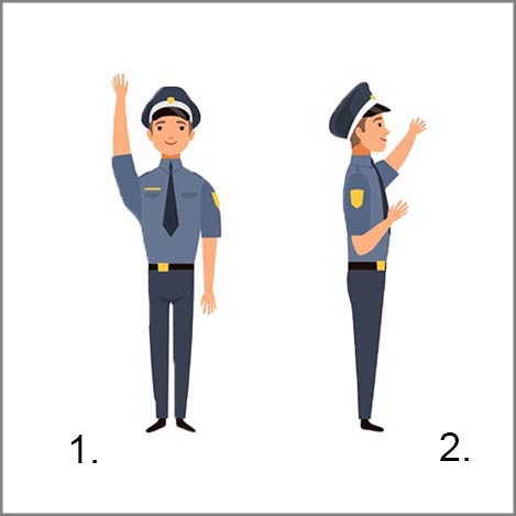 Illustration Verkehrsregelung Polizist