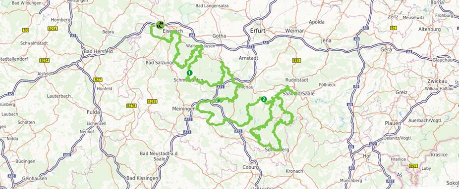 Karte Naturpark-Route Thüringer Wald