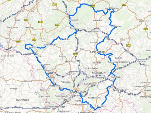 motorradtour map saarland