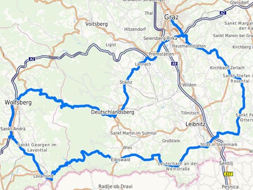 Karte Motorradtour Steiermark
