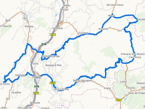 Karte Motorradtour Trentino