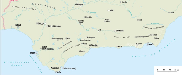 Karte Andalusien