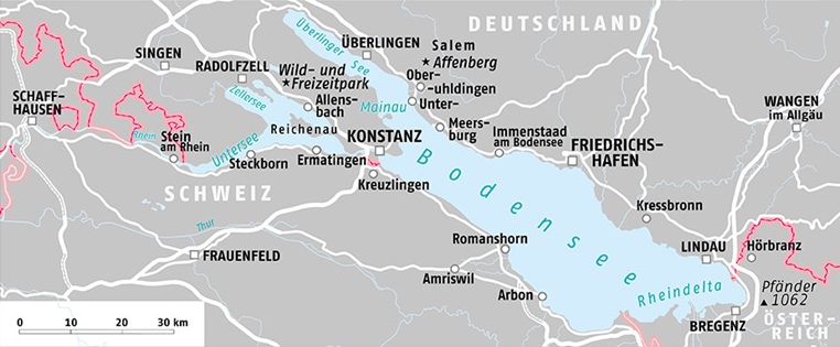 Karte vom Bodensee