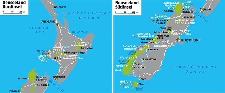 Karte Neuseeland