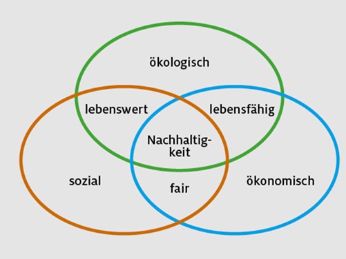 Grafik Nachhaltigkeit: Es werden die 3 Aspekte