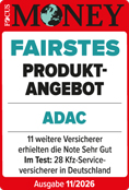 ADAC Autoversicherung ausgezeichnet von Focus Money für das fairste Produktangebot 2026