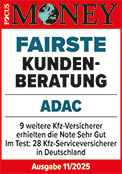 ADAC Autoversicherung ausgezeichnet von Focus Money für die fairste Kundenberatung 2025