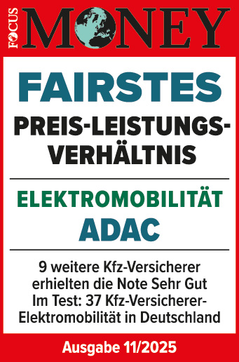 ADAC Autoversicherung ausgezeichnet von Focus Money für das fairste Preis-Leistungs-Verhältnis Elektromobilität 2025