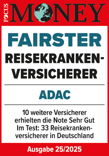 ADAC Reisekrankenversicherung ausgezeichnet von Focus Money als fairster Reisekrankenversicherer 2025