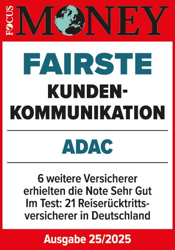 ADAC Reiserücktrittsversicherung ausgezeichnet von Focus Money für die fairste Kundenkommunikation 2025