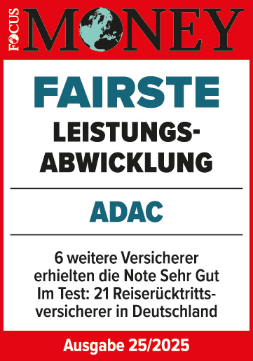 ADAC Reiserücktrittsversicherung ausgezeichnet von Focus Money für die fairste Leistungsabwicklung 2025