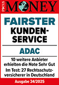 ADAC Rechtsschutz ausgezeichnet von Focus Money für den fairsten Kundenservice 2025