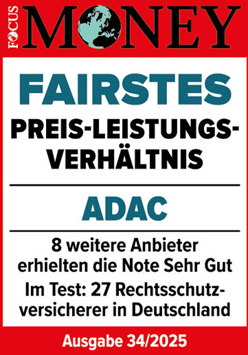 ADAC Rechtsschutz ausgezeichnet von Focus Money für das fairste Preis-Leistungs-Verhältnis 2025