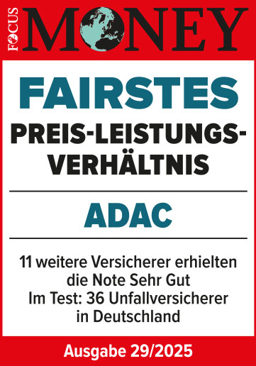 ADAC Unfallversicherung ausgezeichnet von Focus Money für das fairste Preis-Leistungs-Verhältnis 2025